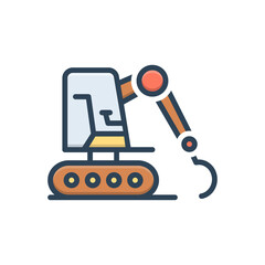 Color illustration icon for excavator