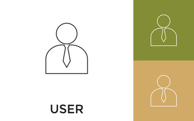 Editable User Thin Line Icon with Title. Useful For Mobile Application, Website, Software and Print Media.
