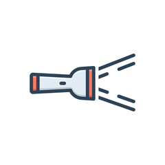 Color illustration icon for flashlight