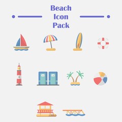 beach illustration art icon pack