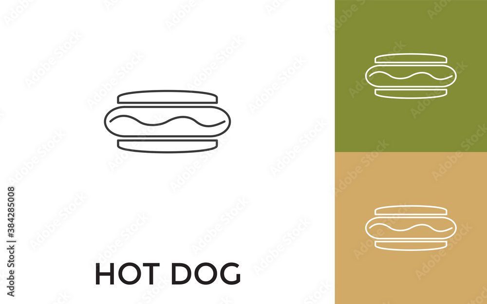Poster editable hot dog thin line icon with title. useful for mobile application, website, software and pri