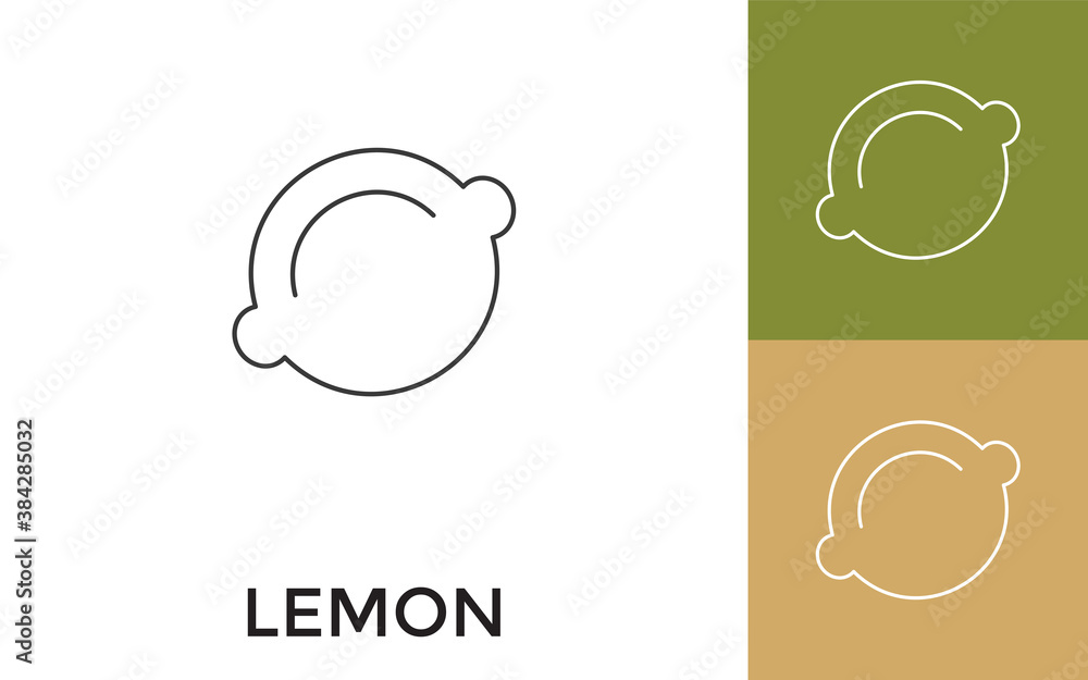 Poster editable lemon thin line icon with title. useful for mobile application, website, software and print