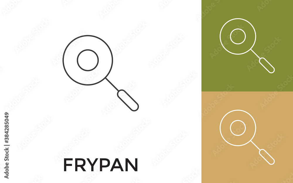 Aufkleber editable fry pan thin line icon with title. useful for mobile application, website, software and pri
