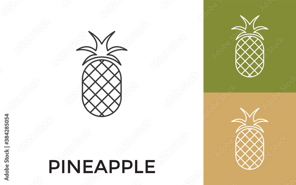 Poster editable pineapple thin line icon with title. useful for mobile application, website, software and p