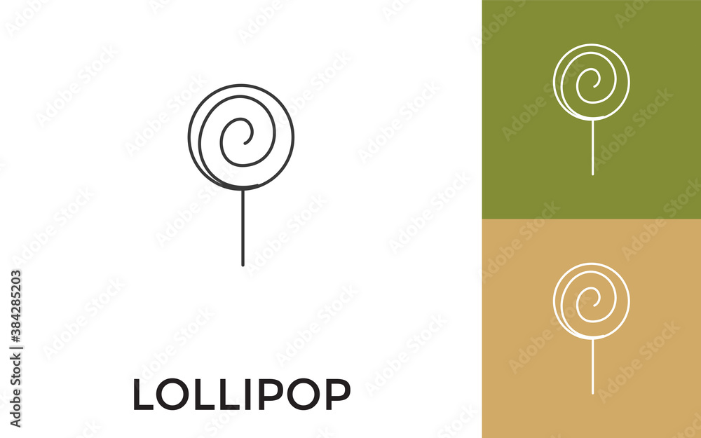 Poster editable lollipop thin line icon with title. useful for mobile application, website, software and pr