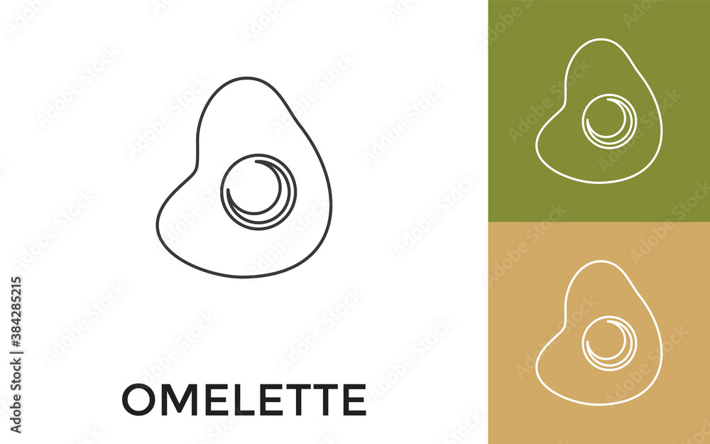 Poster editable omelet thin line icon with title. useful for mobile application, website, software and prin