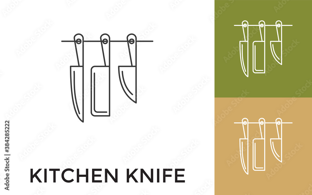 Aufkleber editable knife thin line icon with title. useful for mobile application, website, software and print