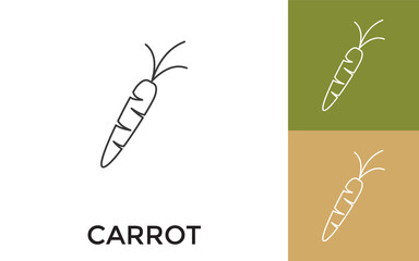 Editable Carrot Thin Line Icon with Title. Useful For Mobile Application, Website, Software and Print Media.