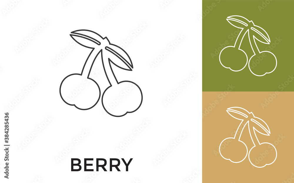 Poster editable berry thin line icon with title. useful for mobile application, website, software and print