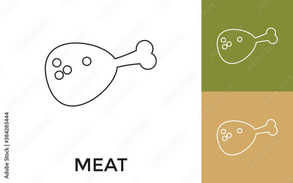 Poster editable meat thin line icon with title. useful for mobile application, website, software and print 