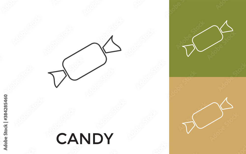 Poster editable candy thin line icon with title. useful for mobile application, website, software and print