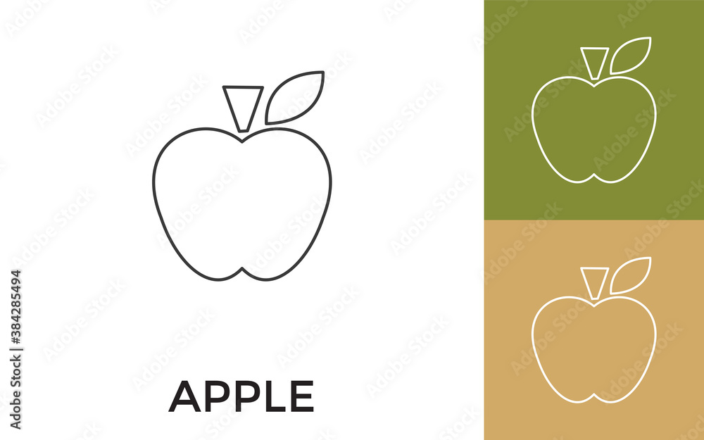 Poster editable apple thin line icon with title. useful for mobile application, website, software and print