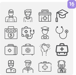 Simple set of scholar related lineal icons.