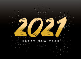 2021 Happy new year with fireworks vector design