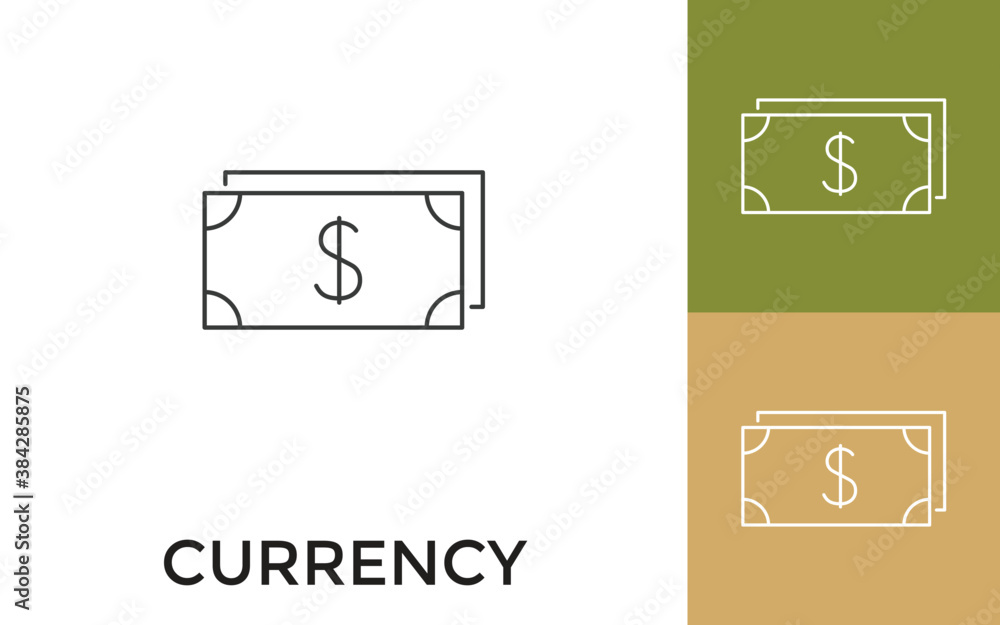 Aufkleber editable dollar currency note thin line icon with title. useful for mobile application, website, sof