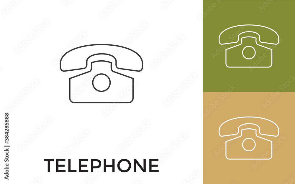 Aufkleber editable telephone thin line icon with title. useful for mobile application, website, software and p