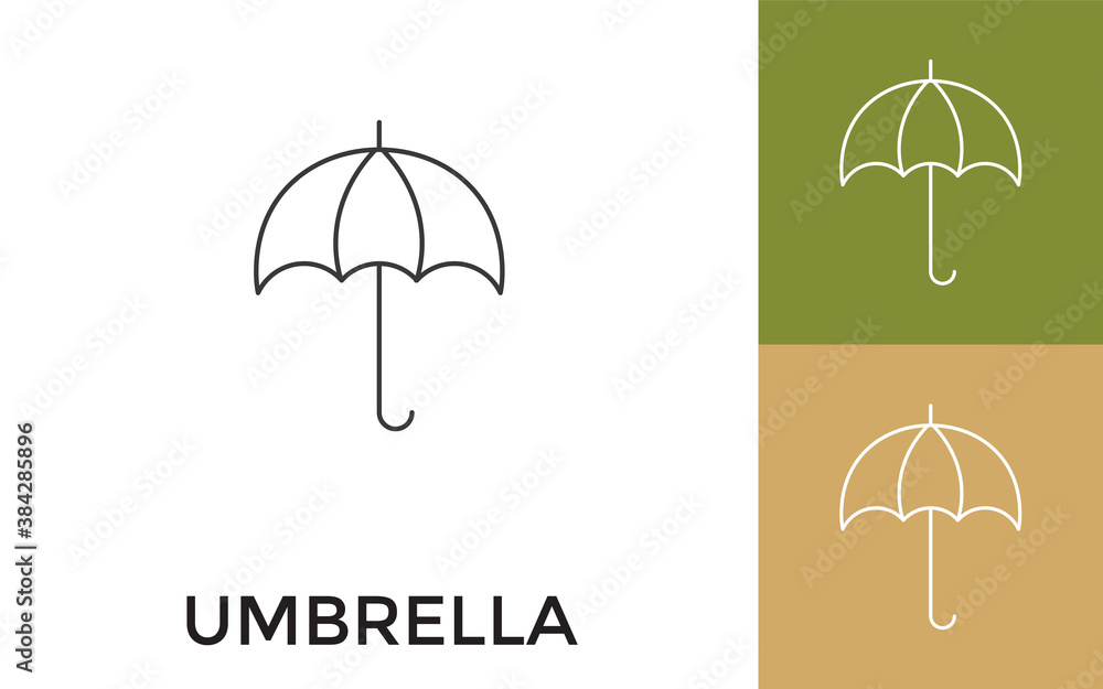 Poster editable umbrella thin line icon with title. useful for mobile application, website, software and pr