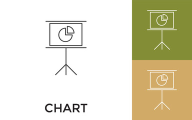 Editable Presentation Chart Thin Line Icon with Title. Useful For Mobile Application, Website, Software and Print Media.