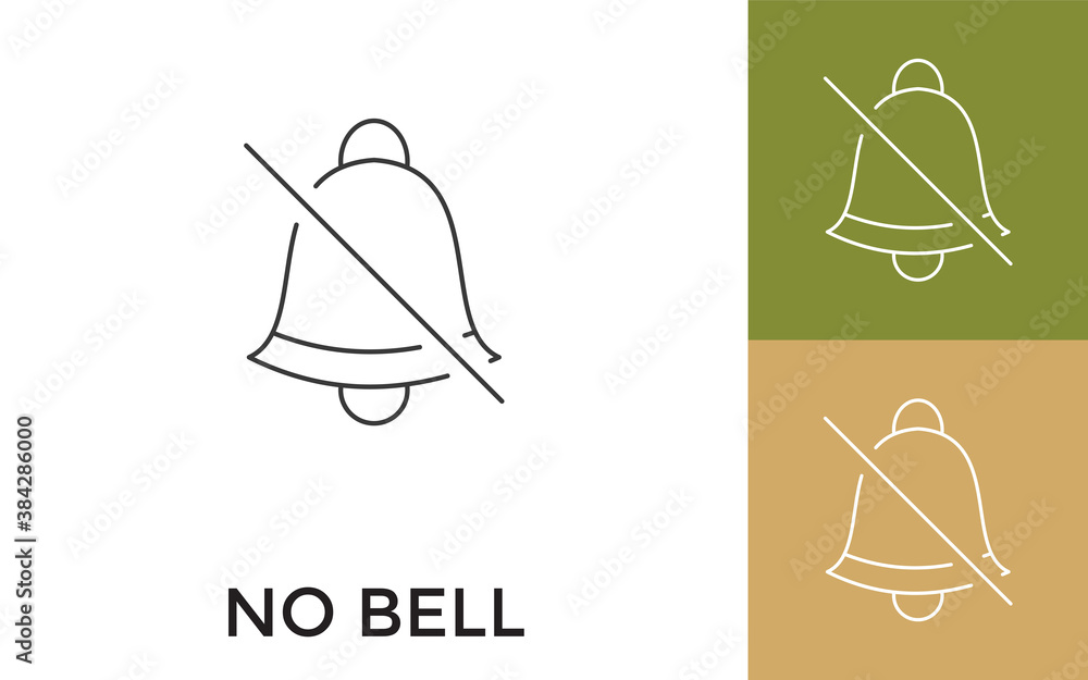 Aufkleber editable no bell thin line icon with title. useful for mobile application, website, software and pri