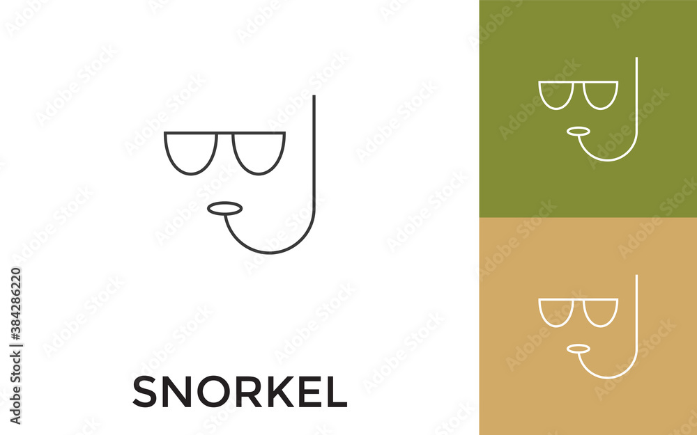 Aufkleber editable snorkel thin line icon with title. useful for mobile application, website, software and pri