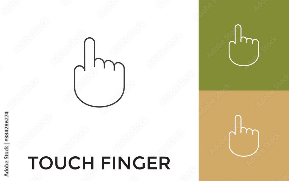Aufkleber editable touch finger thin line icon with title. useful for mobile application, website, software an