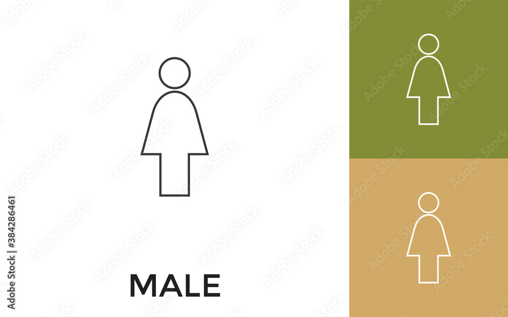 Poster editable male thin line icon with title. useful for mobile application, website, software and print 
