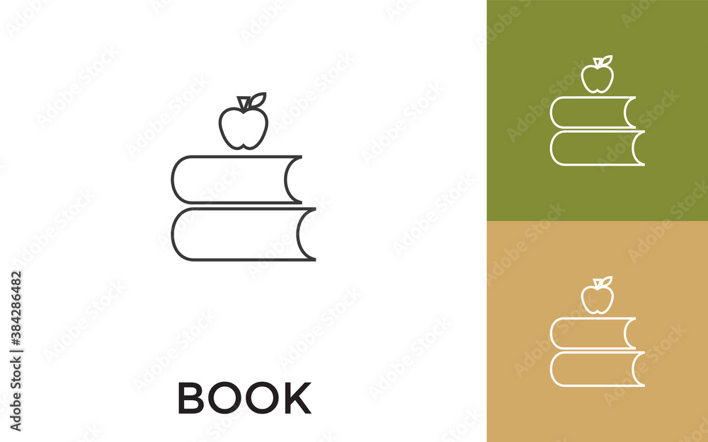 Poster editable book thin line icon with title. useful for mobile application, website, software and print 