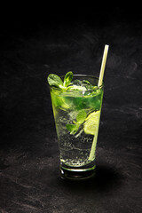 mojito cocktail on black