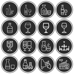 16 pack of sake  lineal web icons set