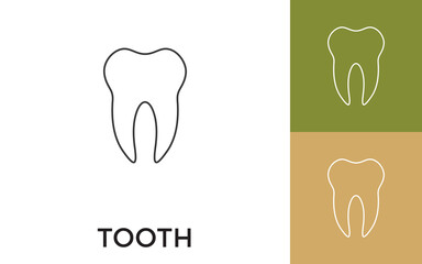 Editable Tooth Thin Line Icon with Title. Useful For Mobile Application, Website, Software and Print Media.