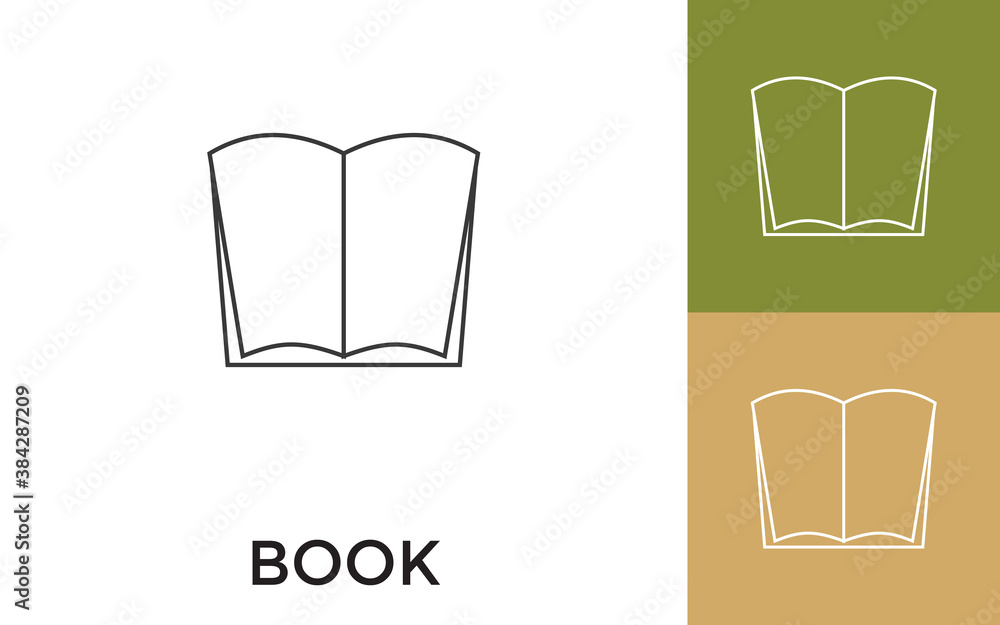 Poster editable book thin line icon with title. useful for mobile application, website, software and print 