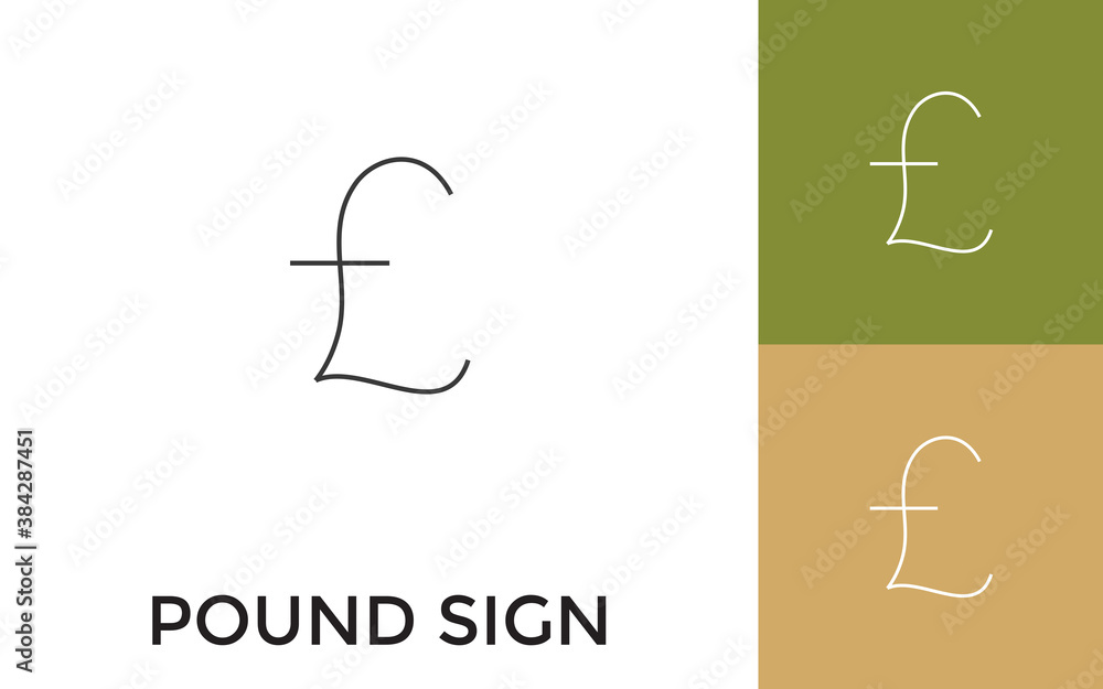 Poster editable pound thin line icon with title. useful for mobile application, website, software and print