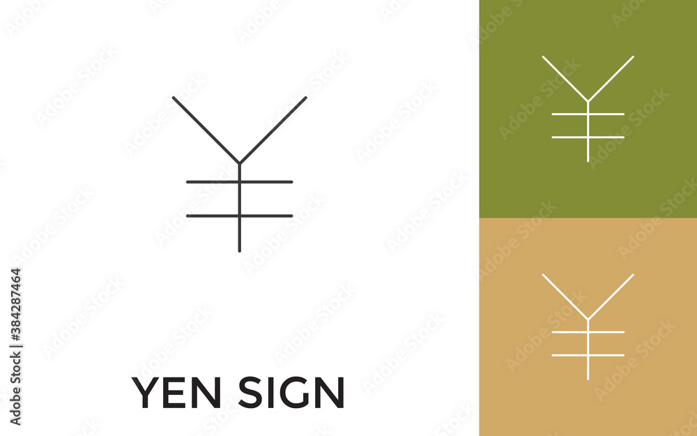 Poster editable yen thin line icon with title. useful for mobile application, website, software and print m