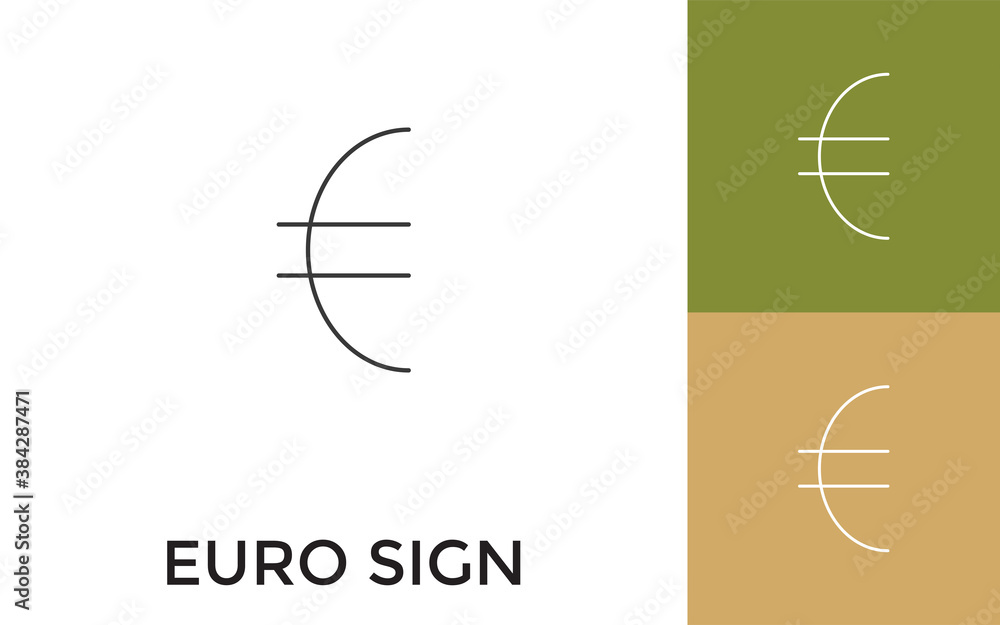 Poster editable euro thin line icon with title. useful for mobile application, website, software and print 