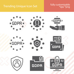 Simple set of gdpr related filled icons.