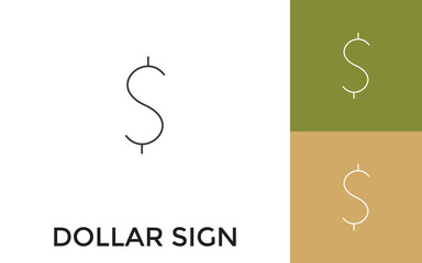 Editable Dollar Thin Line Icon with Title. Useful For Mobile Application, Website, Software and Print Media.