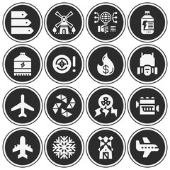 16 pack of turbine  filled web icons set