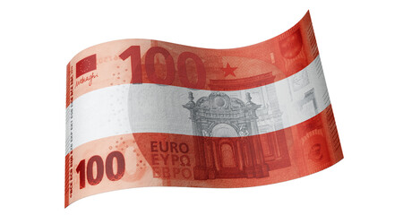 Fototapeta na wymiar 100 Euro Schein in Rot Weiß Rot