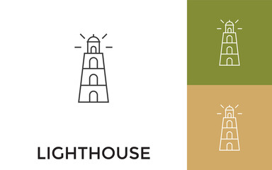 Editable Lighthouse Thin Line Icon with Title. Useful For Mobile Application, Website, Software and Print Media.