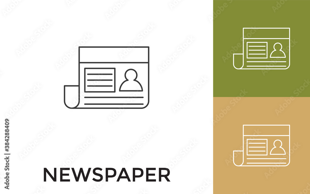 Poster editable newspaper thin line icon with title. useful for mobile application, website, software and p
