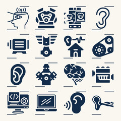 Simple set of sensory related filled icons.