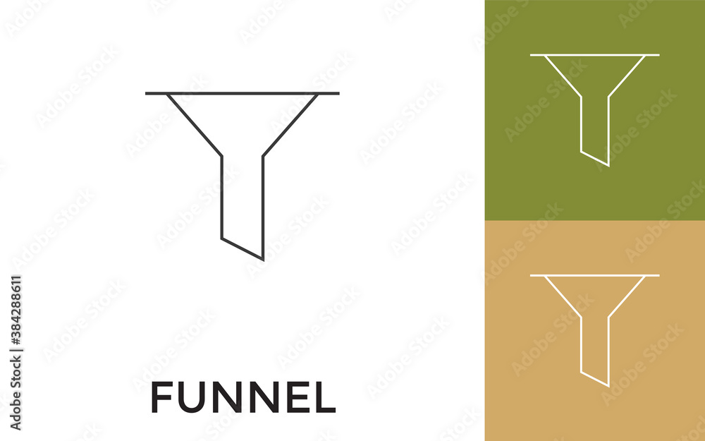 Poster editable funnel thin line icon with title. useful for mobile application, website, software and prin