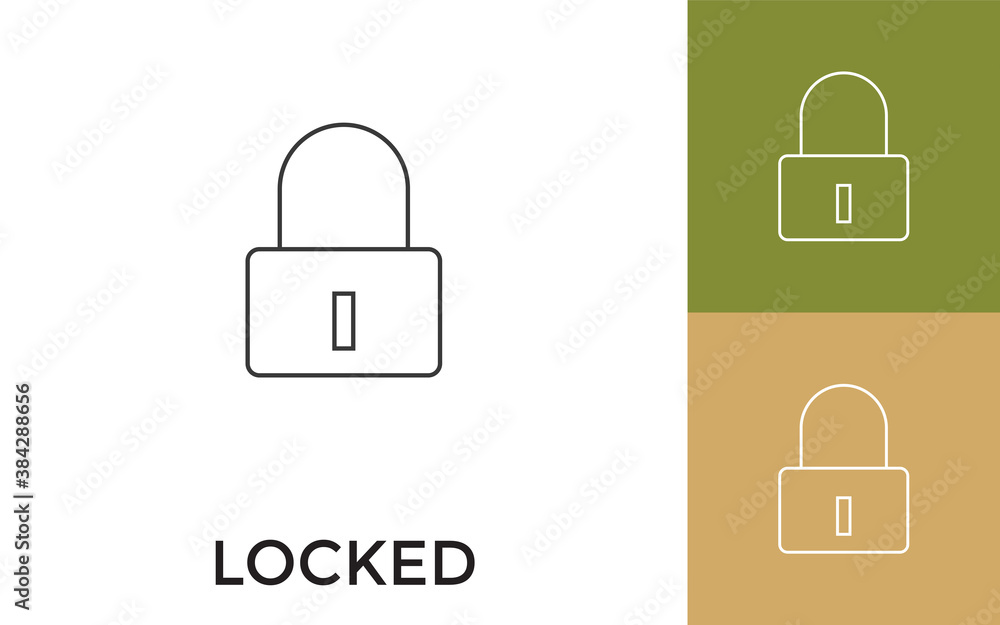 Poster editable locked thin line icon with title. useful for mobile application, website, software and prin