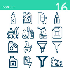 Simple set of 16 icons related to spill