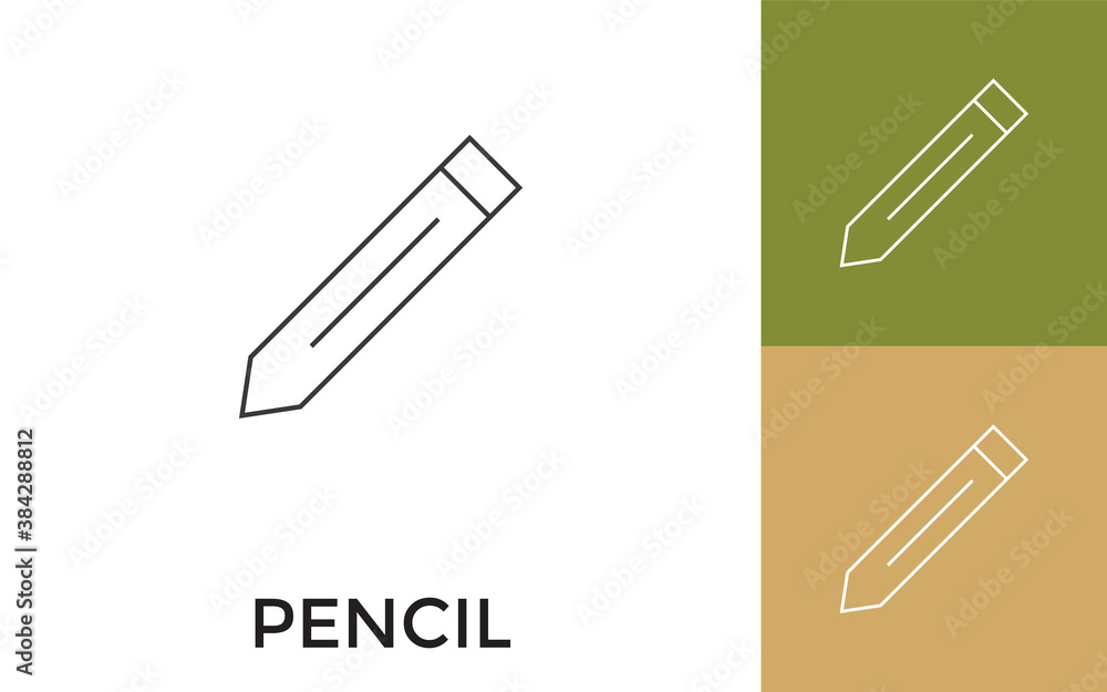 Aufkleber editable pencil thin line icon with title. useful for mobile application, website, software and prin