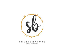 S B SB Initial letter handwriting and signature logo. A concept handwriting initial logo with template element.