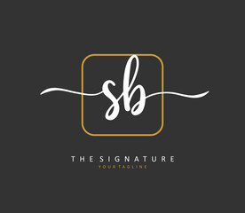 S B SB Initial letter handwriting and signature logo. A concept handwriting initial logo with template element.
