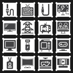 16 pack of channels  filled web icons set
