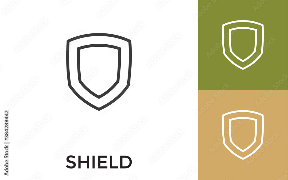 Poster editable shield icon with title. useful for mobile application, website, software and print media.