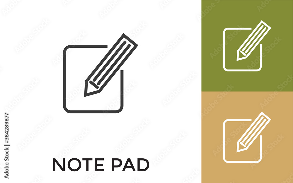 Aufkleber editable note pad icon with title. useful for mobile application, website, software and print media.